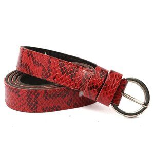 Faux Snakeskin Leather Belt Reptile Print Red Black Silver Retro Casual Silver
